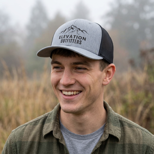 Elevation Outfitters Trucker Hat — Retro Mountain Patch Cap