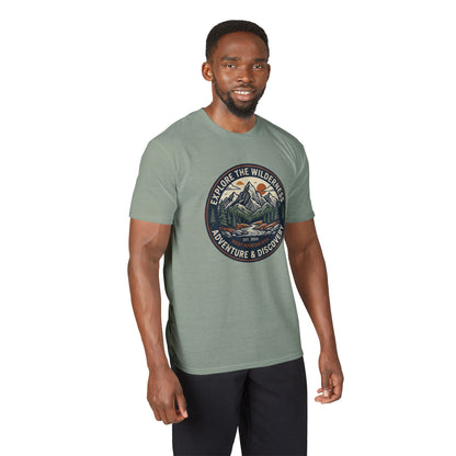 Explore the Wilderness Adventure T-Shirt — Adventure & Discovery Mountain Graphic