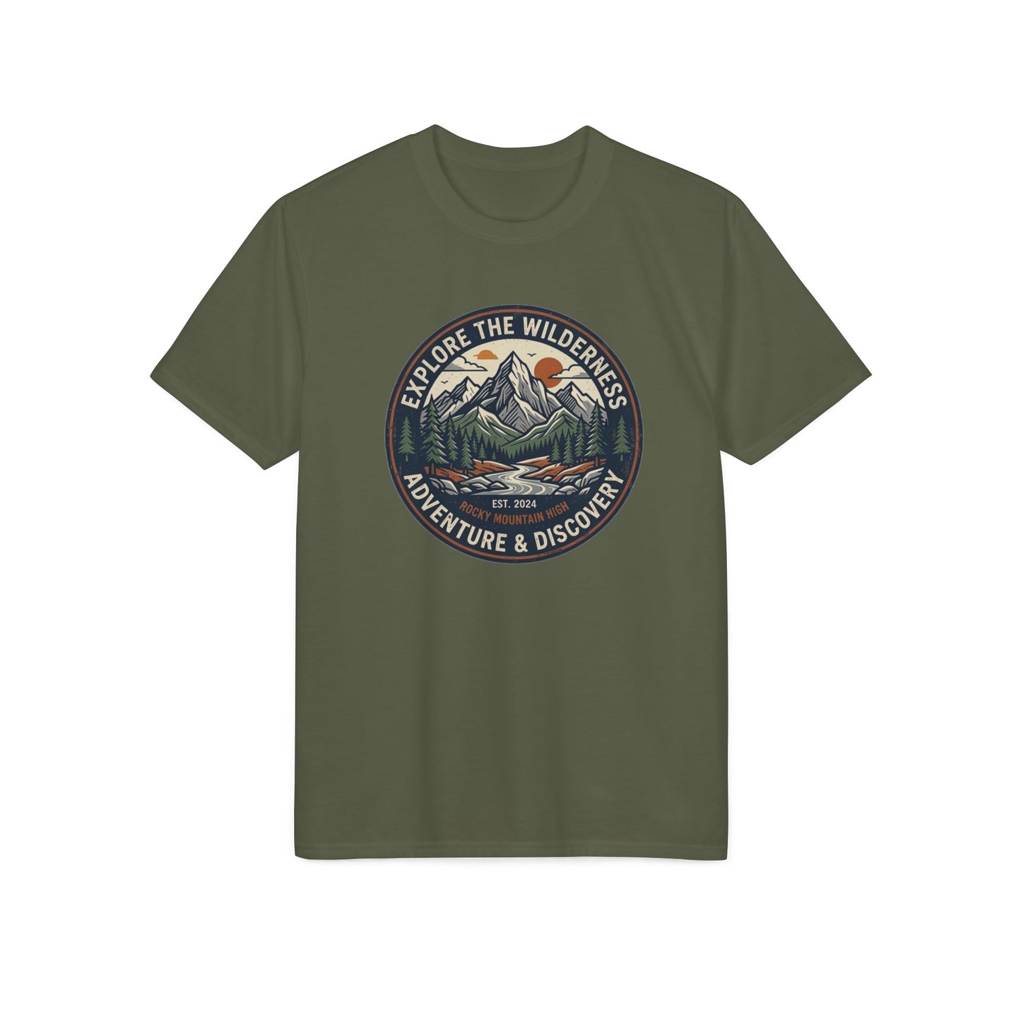 Explore the Wilderness Adventure T-Shirt — Adventure & Discovery Mountain Graphic