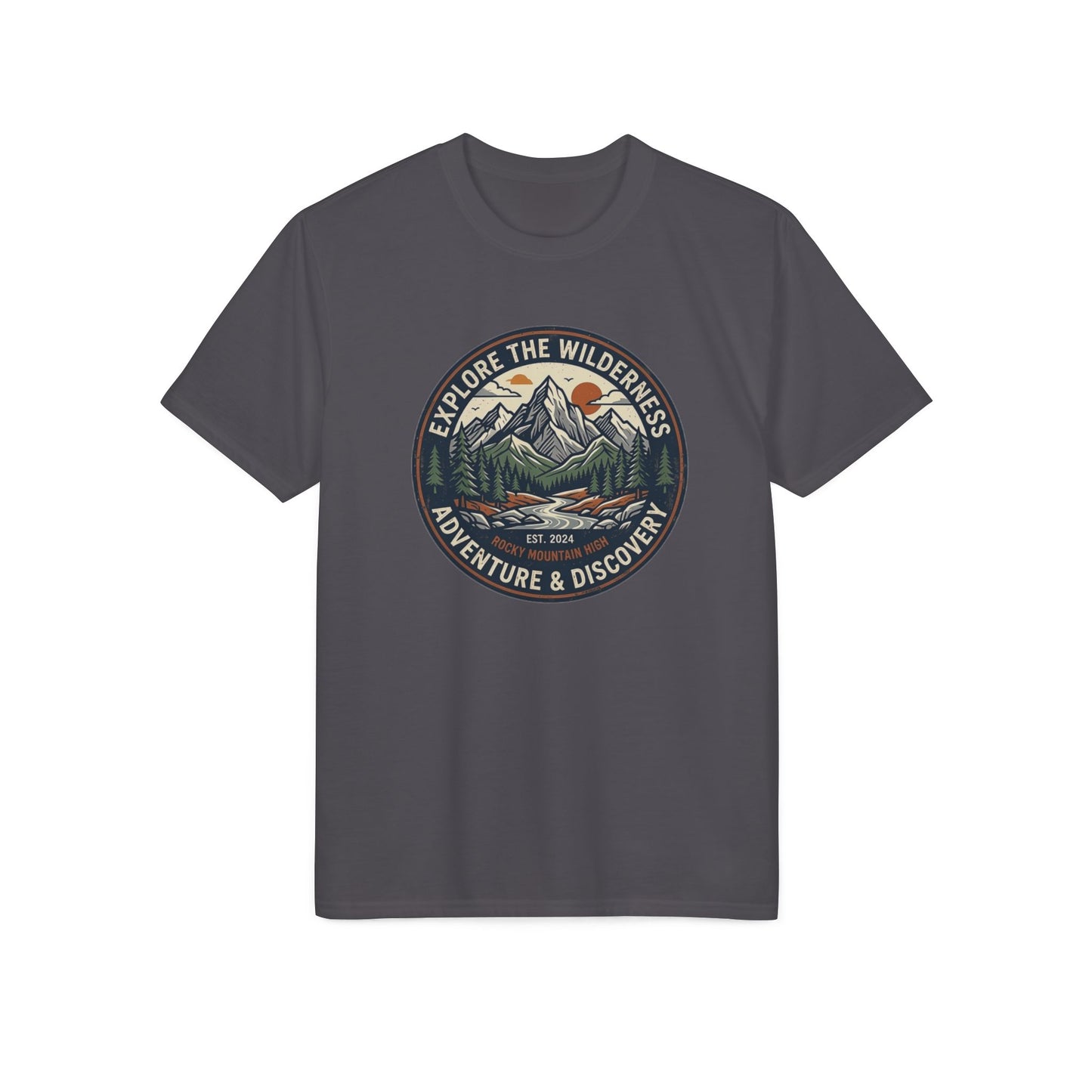 Explore the Wilderness Adventure T-Shirt — Adventure & Discovery Mountain Graphic